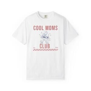 Cool Moms Club T-Shirt Retro Cartoon Character, Checker Stripe